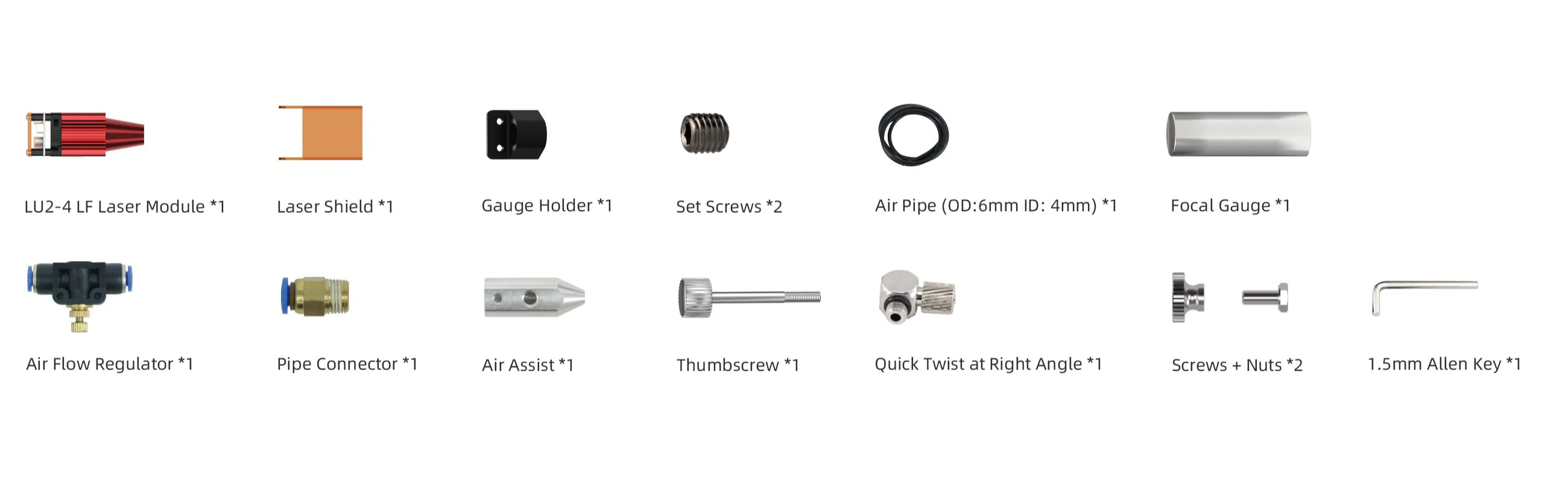 Ortur 5W Long-Focus Laser Module LU2-4 LF package list