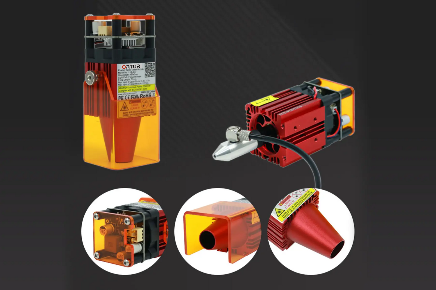 Ortur 5W Long-Focus Laser Module LU2-4 LF air assist