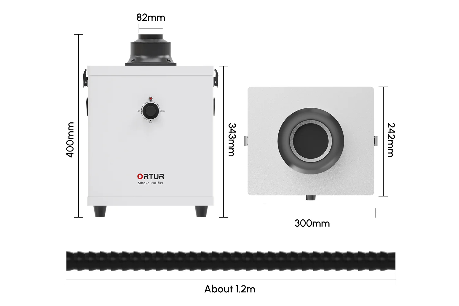 Ortur Smoke Purifier product size
